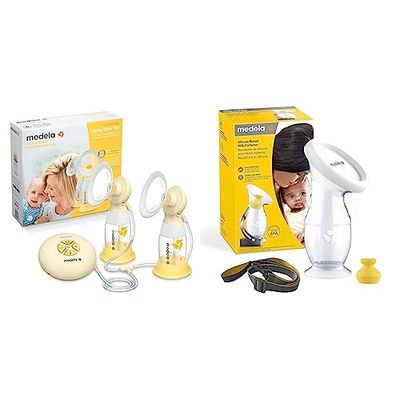 Medela Extractor de leche eléctrico Swing Maxi Flex + Medela recolector de leche materna para madres lactantes, la copa de leche materna de silicona