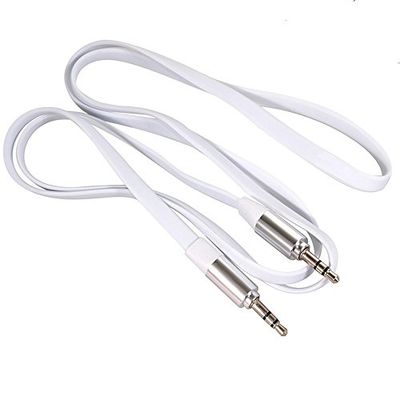 Maclean MCTV-694 W platte audiokabel adapter Jack 3.5mm Aux audio jack plug zwart wit 1m 2m (1m wit)