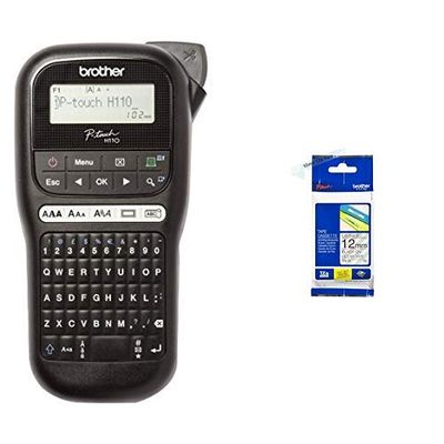 Brother PT-H110 Etichettatrice Palmare per Casa e Ufficio, fino a 12 mm + Nastro Laminato TZE131, 12 mm, Nero su Trasparente