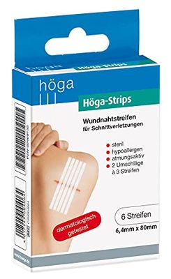 höga Strips wundnahtstreifen, 6.4 x 80 mm, 2 Sobres de 3 rayas, estériles, antialérgico, transpirable, wundnahtstreifen para cortes