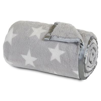 babybay Couverture Douillette Gris Clair avec Étoiles Blanc 1 Unité