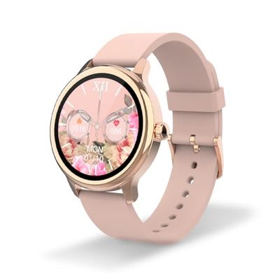 DCU TECNOLOGIC - Smartwatch Sophie - Reloj Inteligente Mujer Rose Gold Case con Correa en Silicona Rosa - Pantalla táctil HD 1,2'' - IP67 Impermeable - 22 Modos de Deporte - App Smart DCU
