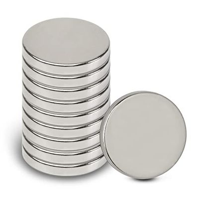 MAUL Imán de neodimio, plano de alta adherencia para un uso versátil, diseño elegante y moderno, 20 x 3 mm, paquete de 10 unidades, color plateado claro