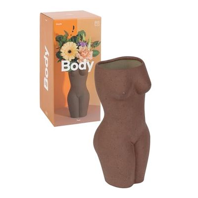 DOIY | Flower Vase | Body Vase | Grey Vase For Flowers | Ceramic Vase | Small Vases For Table Decoration & Home Decor Accessories | Flower Vases For Living Room Decor | Quirky Vases For Flowers | XL