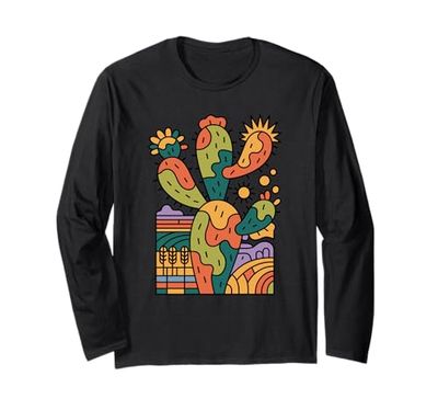 Abstract Art Cactus Succulent Plant Long Sleeve T-Shirt