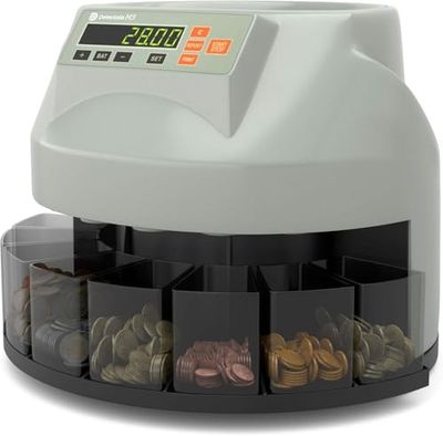 Detectalia M5 - Contadora de monedas cuenta valor y clasifica monedas mezcladas de euro - Clasificadora de monedas separando por denominación