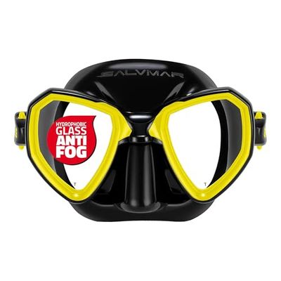 SALVIMAR Morpheus Anti Fog, Maschera anti appannamento, per Pesca Subacquea, Snorkeling, Unisex adulto, Nero/Giallo