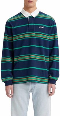 Levi's Men's Union Rugby Sweater, ASA Stripe Ocean Cavern, XS