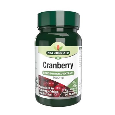 Natures Aid Cranberry Tablets 200mg – High Strength Supplement for Urinary Tract Support, Bladder Health, Antioxidant Protection – Vegan, Gluten Free, Non-GMO – 30 Tablets for Women & Men