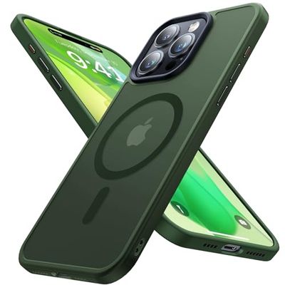 Aulofe Sterke magnetische hoes voor iPhone 15 Pro Max, [Compatibel met MagSafe] [Military-Grade Drop Tested] Schokbestendige Beschermende Slanke Doorschijnende Matte Cover voor iPhone 15 Pro Max