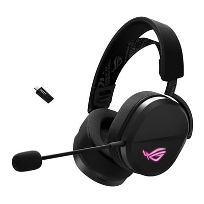 ASUS ROG Pelta, Cuffie da Gaming Senza Fili, Connessione 2.4GHz e Bluetooth, Audio Ampio, Autentico e Preciso, Driver Placcati in Titanio da 50mm, Per PC, Mac, PS, Switch, Android, Nere