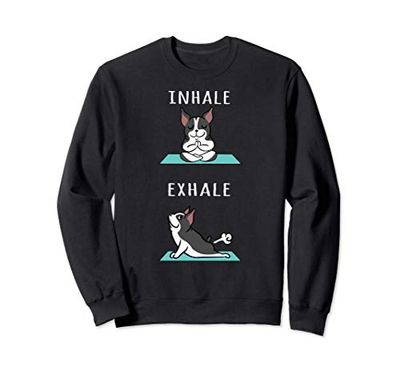 Yoga Inhale Exhale Boston Terrier Cane Felpa