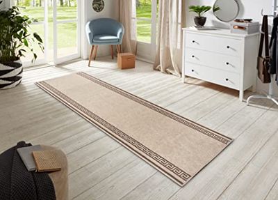 HANSE Home Alfombra de pasillo Casa de 80 x 400 cm – Alfombra de pasillo suave de pelo corto de diseño moderno para pasillo, dormitorio, habitación de los niños, baño, salón, cocina, decoración – Marfil