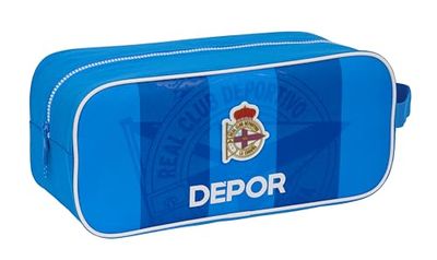 Safta Real Deportivo DE LA CORUÑA - Sac à Chaussures Moyen, Multifonction, Sport, extrascolaire, Football, Confortable et Polyvalent, 34 x 14 x 15 cm, Couleur Bleue, Bleu, Estándar, Décontracté