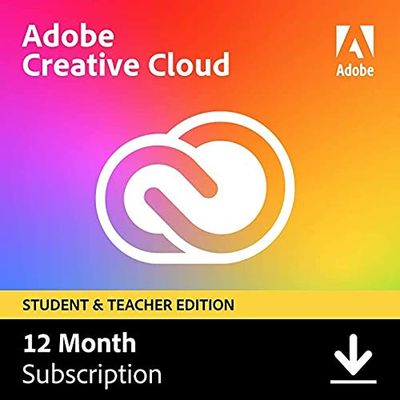 Adobe Creative Cloud All Apps | Student & Teacher | 1 Usuario | 12 Meses | PC/Mac | Código de activación enviado por email