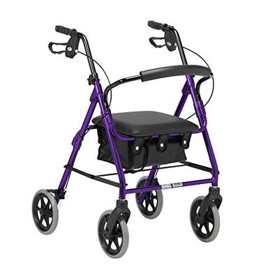 Days Déambulateur pliable léger à quatre roues, déambulateur mobile avec siège rembourré, freins verrouillables et sac de transport, aide à la mobilité réduite, pour personnes âgées ou handicapées, violet, 103/Small