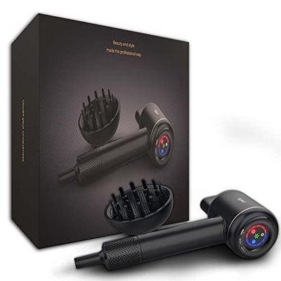 GKL - Secador de Pelo Iónico Profesional con 3 Niveles de Velocidad, 4 Niveles de Temperatura y Función Aire Frío - ONYX SMART - Secador profesional - 1600W - Negro