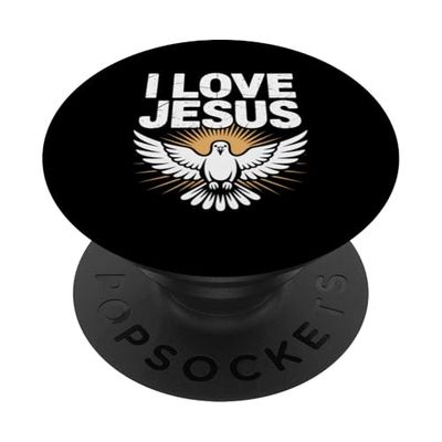 Mensaje de fe de «Amo a Jesús» Dove Sunburst PopSockets PopGrip Adhesivo