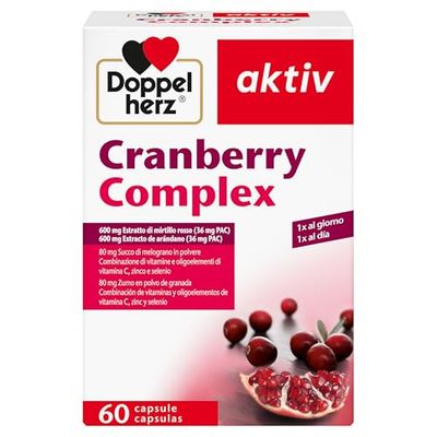 Doppelherz Cranberry Complex - Vitamina C, zinc y selenio como contribución al funcionamiento normal del sistema inmunitario - 60 cápsulas
