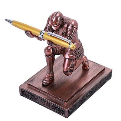 NCQIXIAO Knight Pennenhouder Bureau Ornament Hars Potlood Houders Bureau Accessoires en Organizer Voor Mannen met een Cool Pen (Brons)