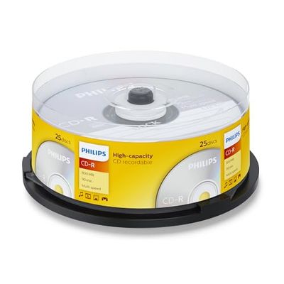 Philips CD-R 90 Min/800 MB / 40X Cakebox (25 Disc)