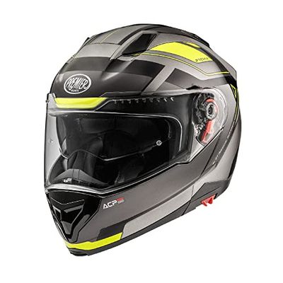 Premier Helm Delta, donkergrijs, zwart en geel, XXL, unisex