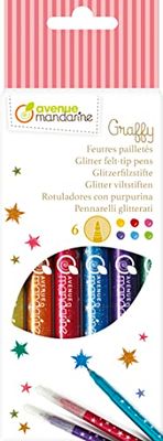 Avenue Mandarine Conjunto de marcadores de ponta de feltro com brilho, bolso, multicolor (6 em unidades)