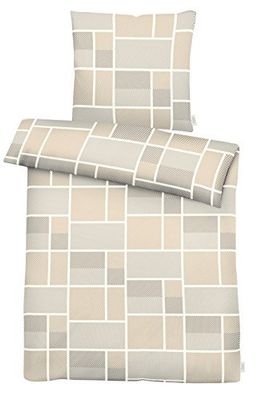 APELT Beddengoed, katoensatijn, beige/nougat/bruin, 155 x 220 x 0,2 cm, 2 stuks