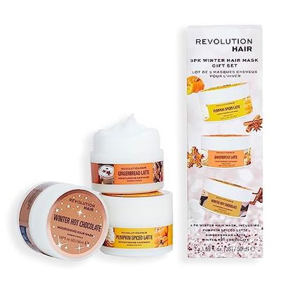 Revolution Haircare Hair Pack of 3 Winter Mask Gift Set, Themed Masks Included for Soft and Nourished