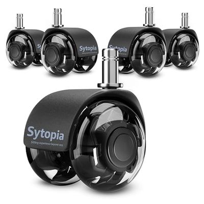 Sytopia Ruedas de silla de oficina resistentes de 11 x 22 mm para suelo de madera dura y alfombra, repuesto de alfombrilla, ruedas de repuesto de goma mejoradas, accesorios universales, rodillos