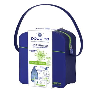 POUPINA - La tas voor 1 babyverzorging - 3 producten - voorgel 485 ml, reinigingswater 485 ml, doeken x 60 - hypoallergene formules en natuurlijke oorsprong, veganistisch, geproduceerd in Frankrijk
