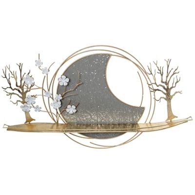 Alexandra House Living Wanddecoratie, goud, metaal, boom, 93 x 52 x 11 cm