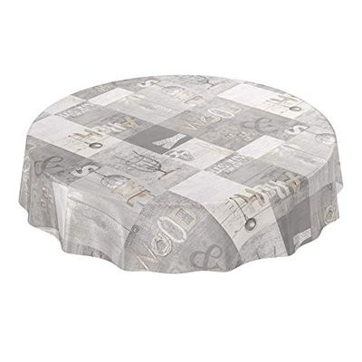 ANRO Nappe en Toile cirée Lavable, Style Industriel, Moderne, Aspect usé, Industriel, Ronde, 140 cm