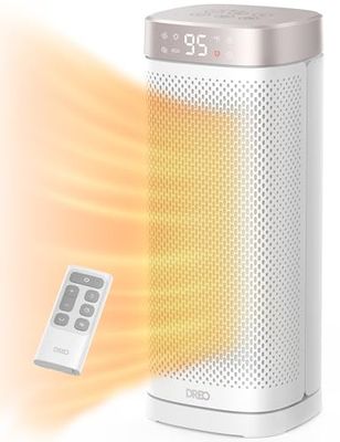 Dreo 16 inch elektrische verwarming, energiezuinige kamerverwarming met thermostaat, 70° oscillerende afstandsbediening, 3-modi kantelbeveiliging en oververhittingsbeveiliging, stille keramische