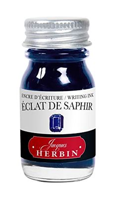 Herbin 11516T - 10ml bottle of ink for fountain pens and roller pens (product without packaging - zero waste objective), Eclat de saphir/Sapphire Blue