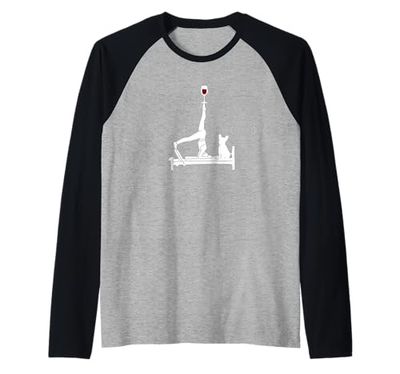 Pilates vino Reformer Pilates con Bulldog francese Maglia con Maniche Raglan