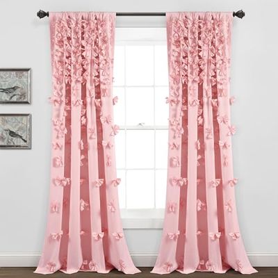 Lush Decor Riley - Cortina para Ventana (Panel Individual, 84 Pulgadas de Largo x 54 Pulgadas de Ancho, Color Rosa