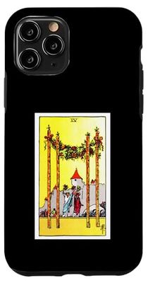 Cuatro de Varitas Vintage Tarot Card - Jinete Waite Deck Carcasa para iPhone 11 Pro