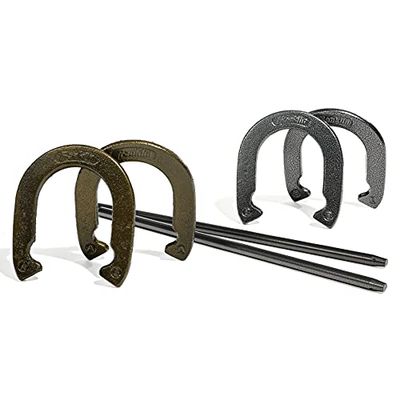 Franklin Sports Horseshoes Set - Includes 4 Horseshoes and 2 Stakes - Beach or Backyard Horseshoe Play - Classic Outdoor Game