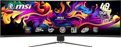 MSI MPG 491CQP QD-OLED Monitor Gaming Curvo 49" OLED Quantum Dot DQHD (5120x1440), 144Hz / 0,03ms, 99% DCI-P3, ΔE≤2, DisplayHDR True Black 400, KVM, RGB - DP 1.4a, HDMI 2.1, USB Type-C