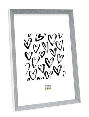 Deknudt fotoram i gråblå med vit kant bildstorlek 30,0 x 45,0 cm;