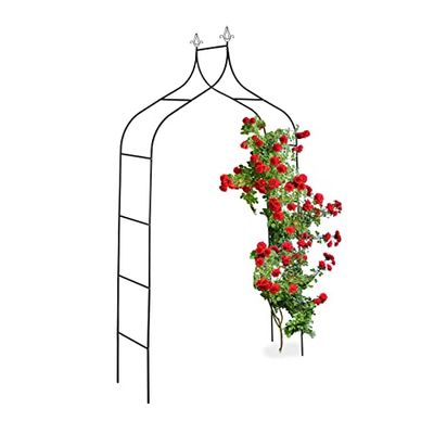 Relaxdays Ros Arco Jardín Metálico, Soporte Trepadoras, Diseño Retro, 260 x 140 x 38 cm, Tutor Plantas Enredaderas, Negro, Acero