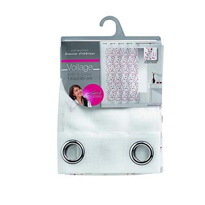 DOUCEUR D'INTERIEUR Panel with Eyelets, Veil, White/Red, 140L X 240H cm (1 Panneaux)