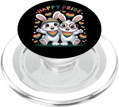 Pareja de conejitos LGBTQ - Diseño de amor del mes del orgullo del arco iris PopSockets PopGrip para MagSafe