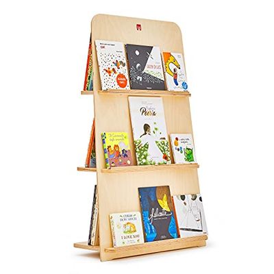 Bianconiglio Kids BUK Bibliothèque Professionnelle Montessori avec système Hide&Show pour la Rotation des Livres en Bouleau de première qualité fabriqué en Italie, EN71 (sans Vernis ajouté)