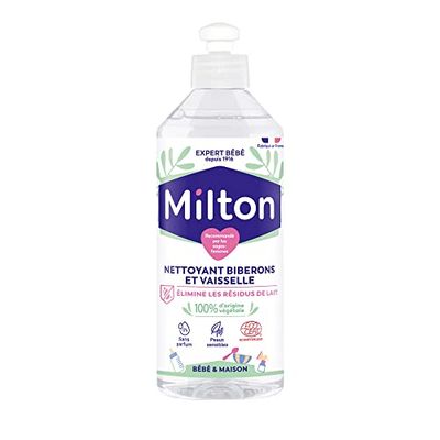 Milton Limpador de biberões de 500 ml, desenvolvido especificamente para eliminar todos os resíduos de leite responsáveis pelo crescimento de bactérias nocivas