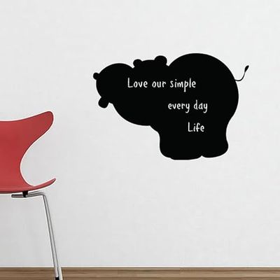 Ambiance Sticker Leisteen schoolbord - zelfklevende muurstickers, uitwisbaar, nijlpaard silhouet, H40 x L60 cm