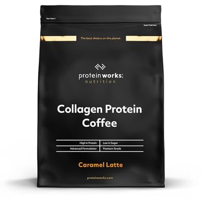Protein Works - Collagen Protein Coffee, Bovine Collagen Powder, Premium Hydrolysed Collagen, Caramel Latte, 475g, 19 Servings