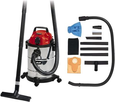 Einhell Aspiratore di solidi e liquidi TC-VC 1820 SA (20 litri, tubo in plastica a 3 elementi, tubo flessibile di aspirazione da 150 cm, sacco di raccolta del materiale aspirato, filtro in espanso)