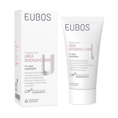 Creme de mãos Eubos para pele seca, ureia 5%, 75 ml